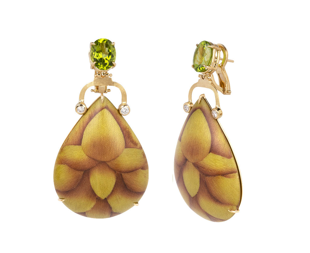 Silvia Furmanovich Marquetry and Peridot Earrings Side View