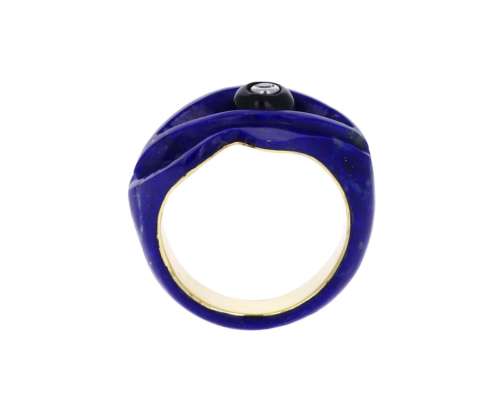 Lapis, Onyx and Diamond Eye of Horus Ring