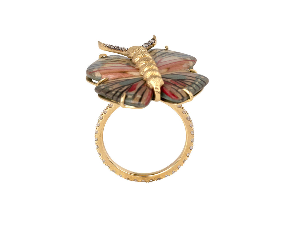 Silvia Furmanovich Neutral Marquetry Butterfly Ring Top View