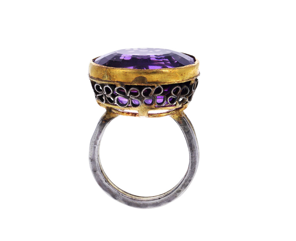 Oval Amethyst Basket Ring