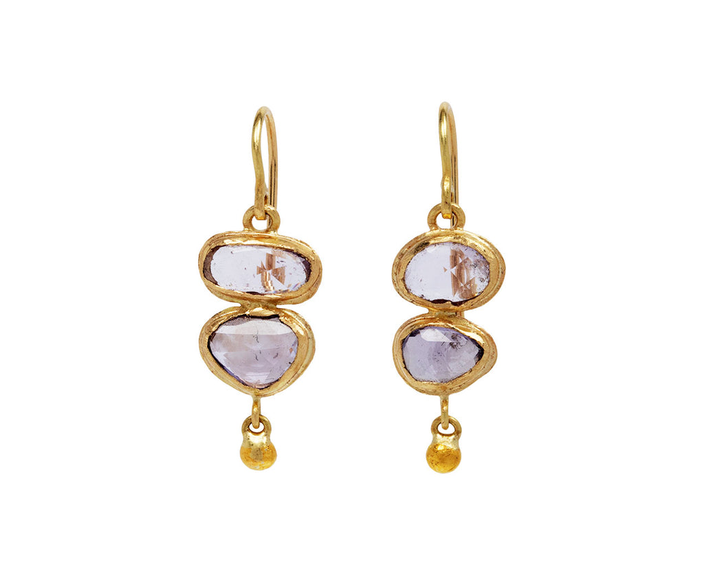 Judy Geib Rose Cut Pale Pink Sapphire Double Drop Earrings