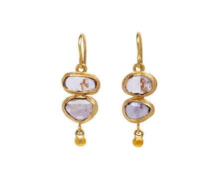 Judy Geib Rose Cut Pale Pink Sapphire Double Drop Earrings