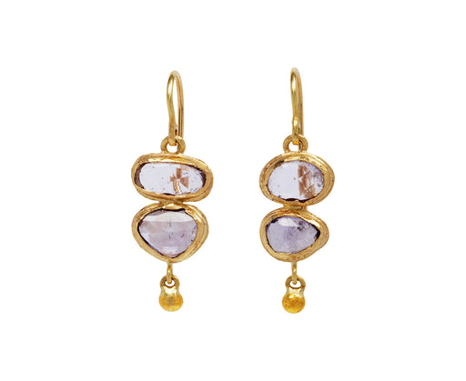 Judy Geib Rose Cut Pale Pink Sapphire Double Drop Earrings