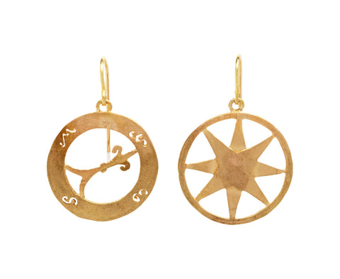 Judy Geib Small Gold Compass Earrings