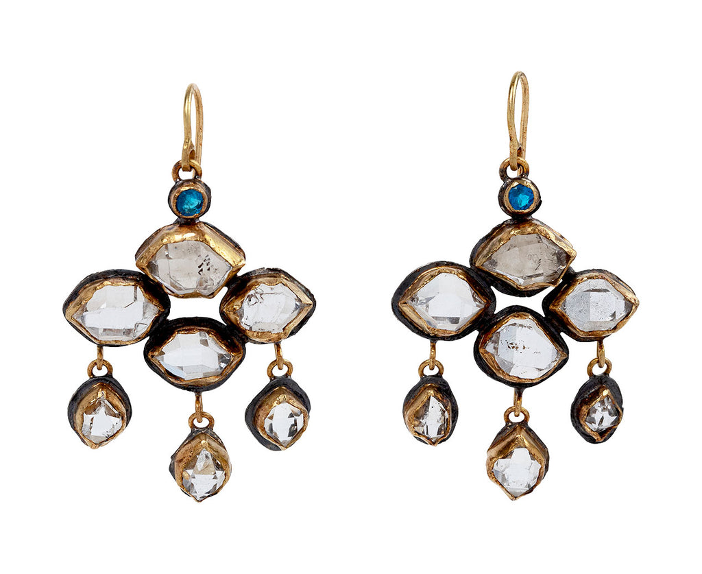 Judy Geib Herkimer Diamond and Apatite Chandelier Earrings