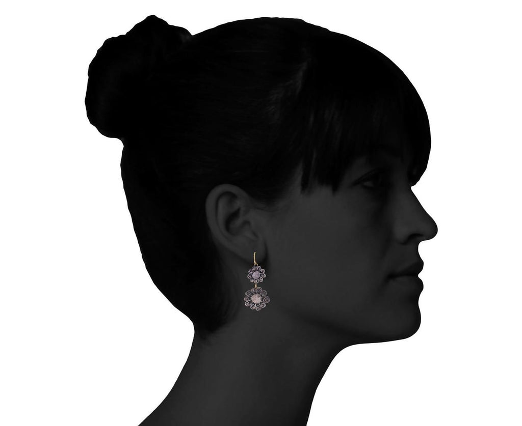 Double Spirally Flower Drop Earrings - TWISTonline 