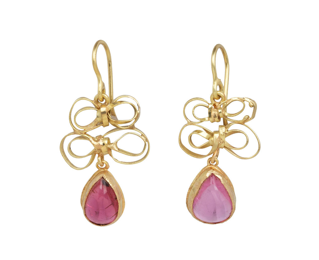 Judy Geib Pink Tourmaline Double Bow Dangle Earrings