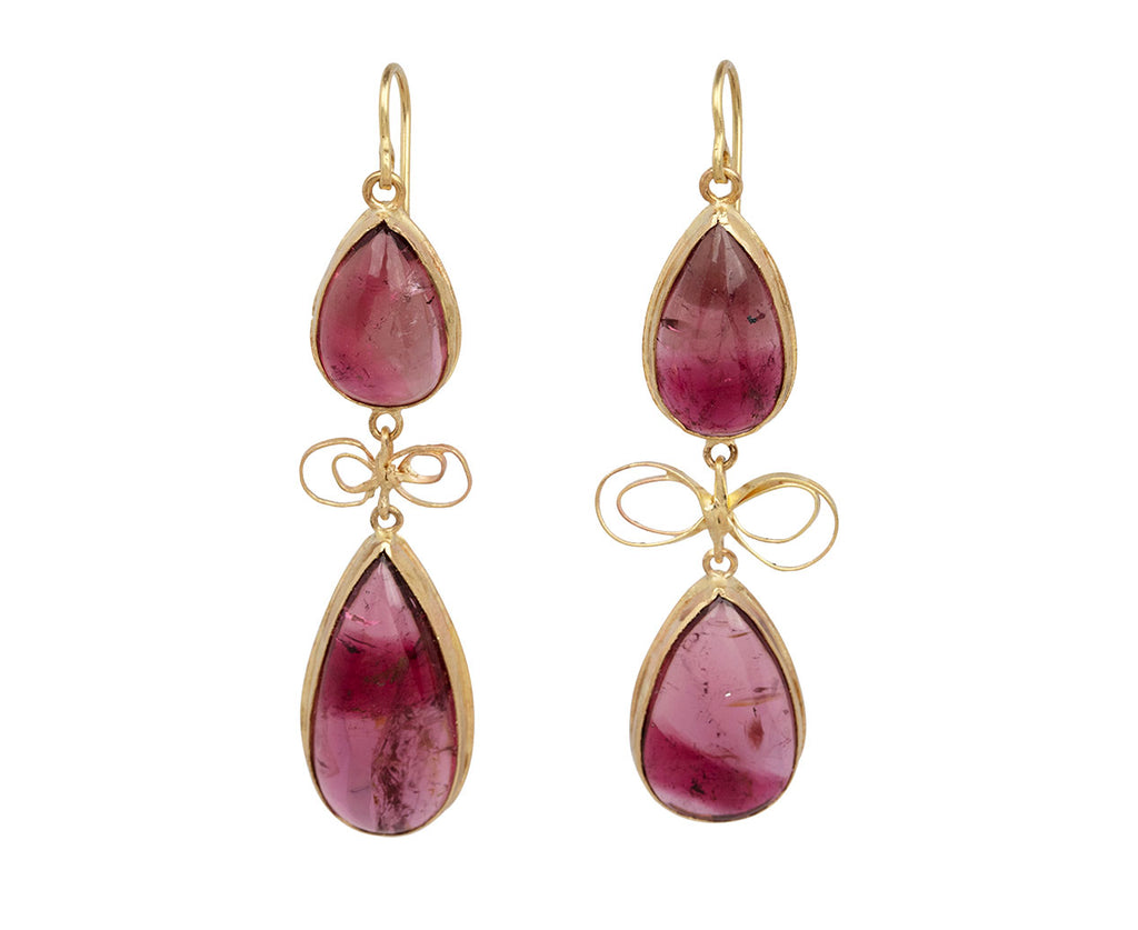 Judy Geib Pink Tourmaline Double Pear Drop Earrings
