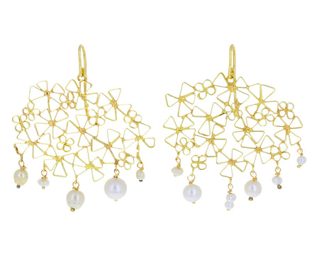 Dangling Pearl Pinwheel Wiener Werkstätte Earrings - TWISTonline 