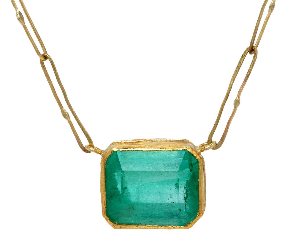 Judy Geib Rectangular Colombian Emerald Echo Necklace Close Up