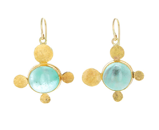 Pale Green Emerald Gold Squash Earrings