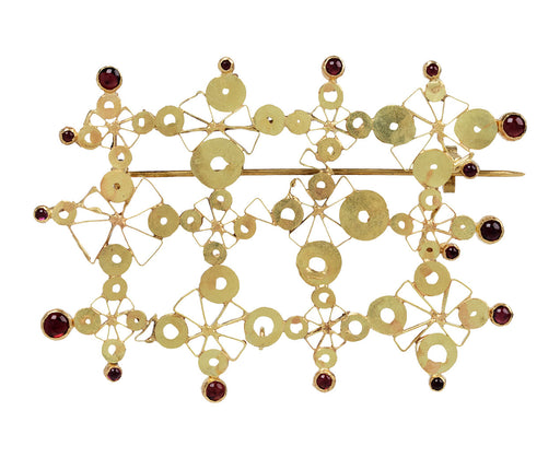 Judy Geib Flattened Loop Pin with Garnets