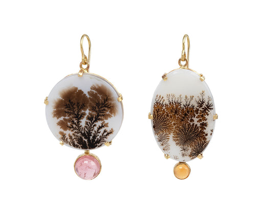 Judy Geib Mismatched Dendritic Agate Earrings