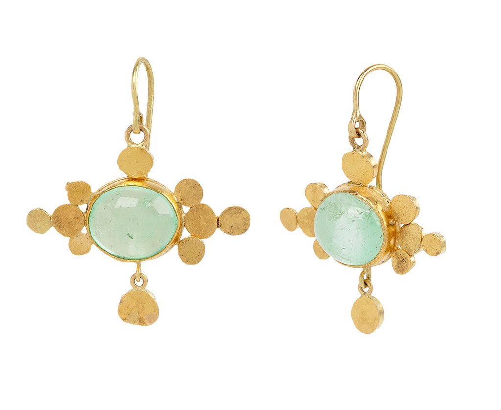 Cabochon Emerald Medieval Folklorish Earrings