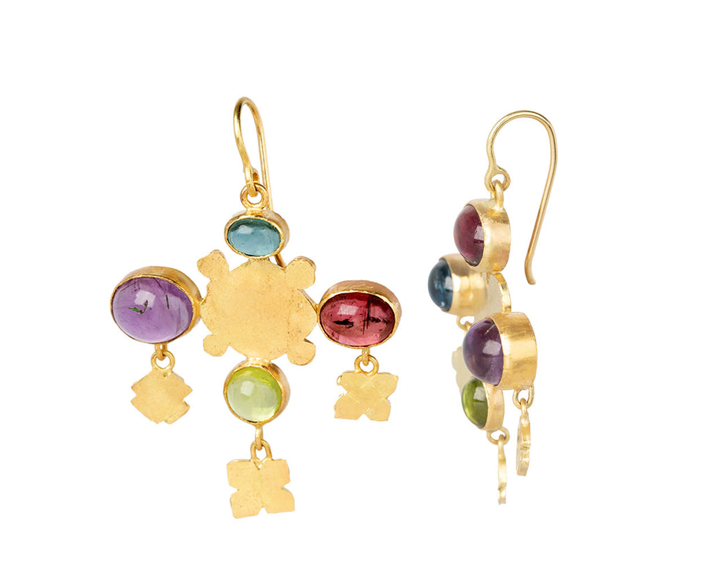 Multi Gem Medieval Folkloric Earrings