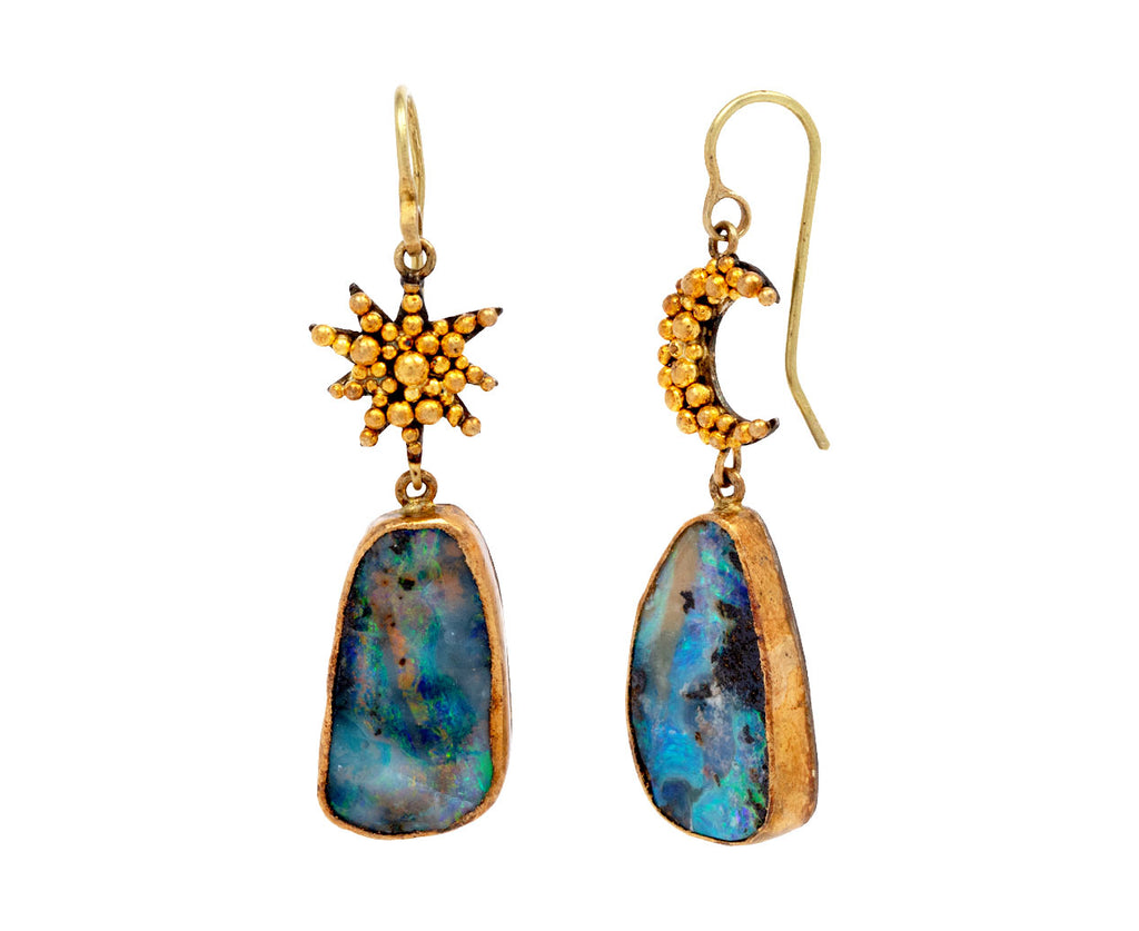 Judy Geib Sun and Moon Opal Drop Earrings Side View