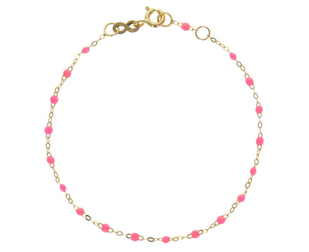 Neon Pink Resin Beaded Bracelet