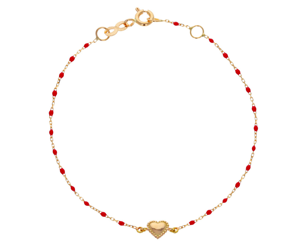 Poppy Red Resin Beaded Heart Bracelet