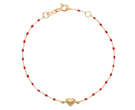 Poppy Red Resin Beaded Heart Bracelet