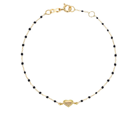 Black Resin Beaded Heart Bracelet