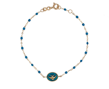 Angelfish Charm Sapphire Blue Resin Beaded Bracelet