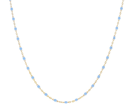 Short Baby Blue Resin Beaded Necklace