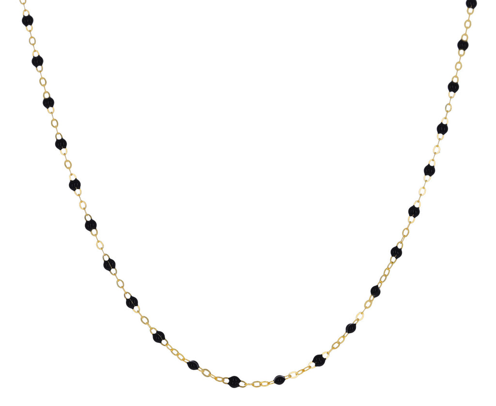 Long Black Resin Beaded Necklace