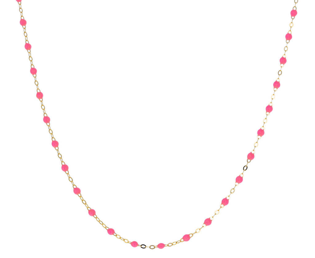 Short Neon Pink Resin Beaded Necklace