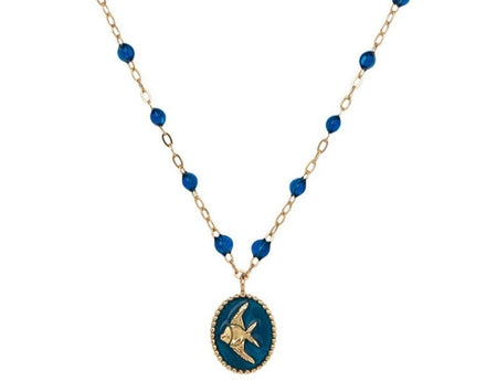 Blue Sapphire Angelfish Pendant Necklace