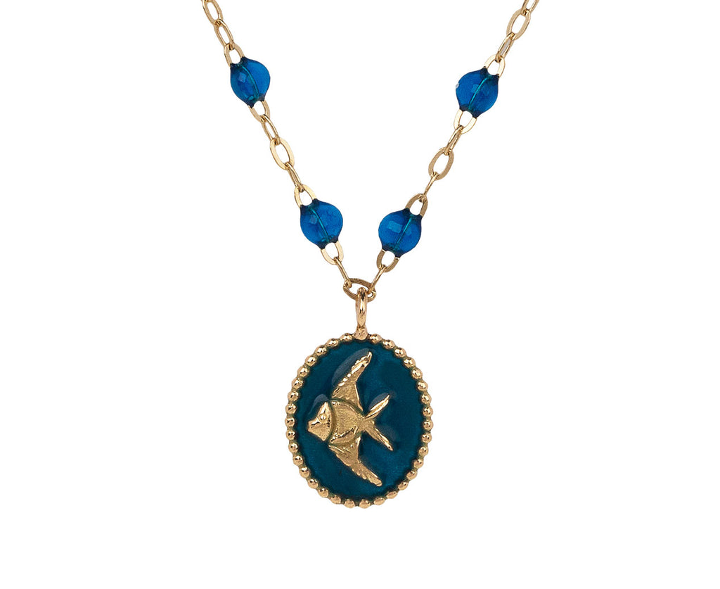 Blue Sapphire Angelfish Pendant Necklace