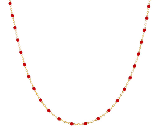 Short Poppy Red Resin Beaded Necklace