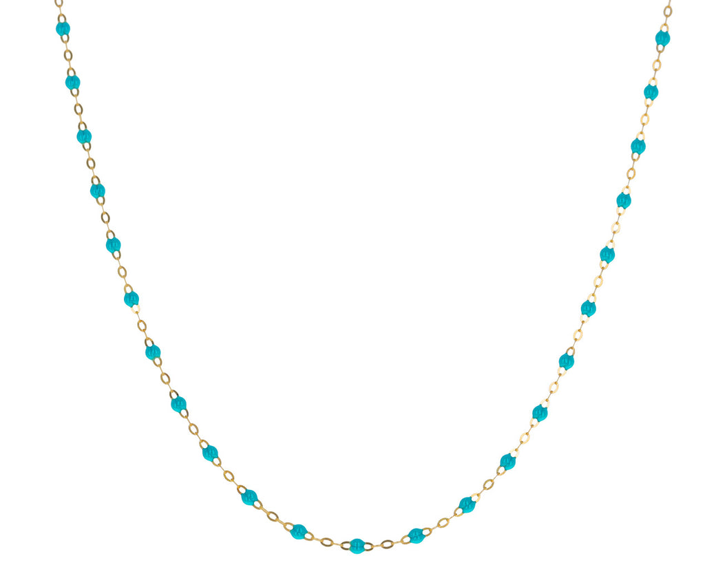 Long Turquoise Resin Beaded Necklace