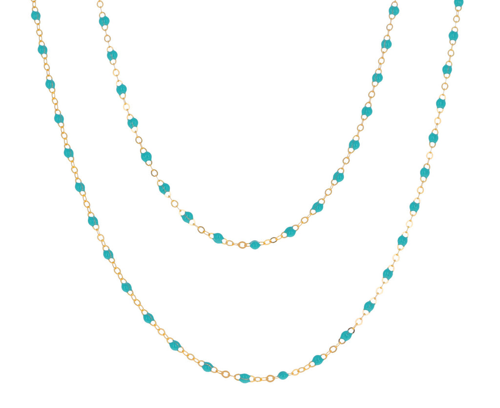 Long Turquoise Resin Beaded Necklace