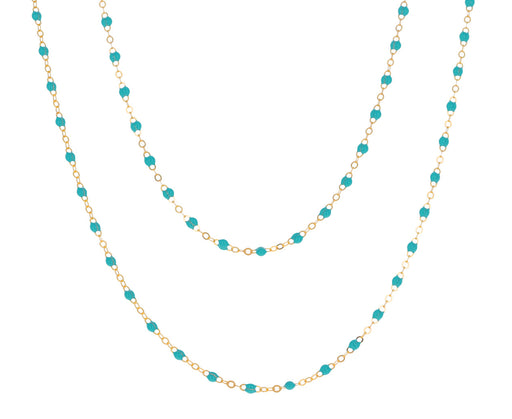 Long Turquoise Resin Beaded Necklace