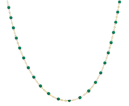 Short Emerald Green Resin Beaded Necklace