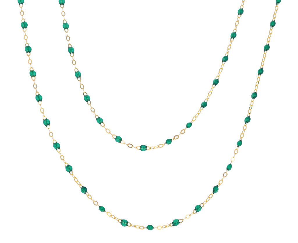 Long Emerald Green Resin Beaded Necklace