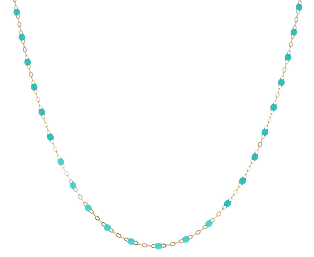 Short Water Green Resin Beaded Necklace