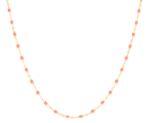 Short Salmon Pink Resin Beaded Necklace