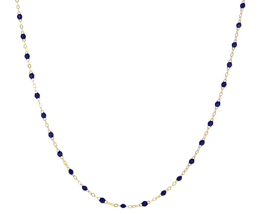 Short Midnight Blue Resin Beaded Necklace