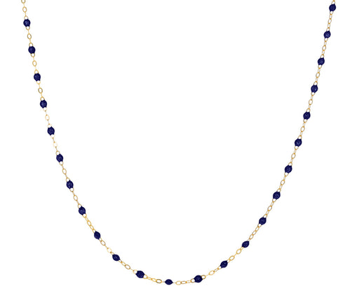 Short Midnight Blue Resin Beaded Necklace
