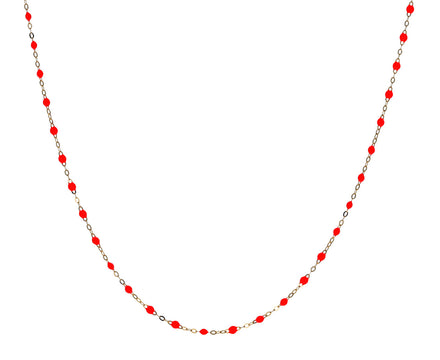Short Coral Resin Beaded Necklace