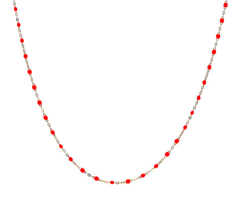 Short Coral Resin Beaded Necklace