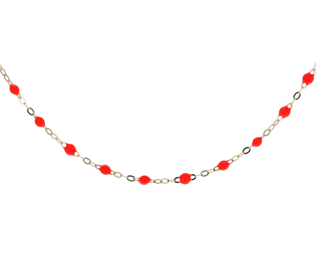 Short Coral Resin Beaded Necklace