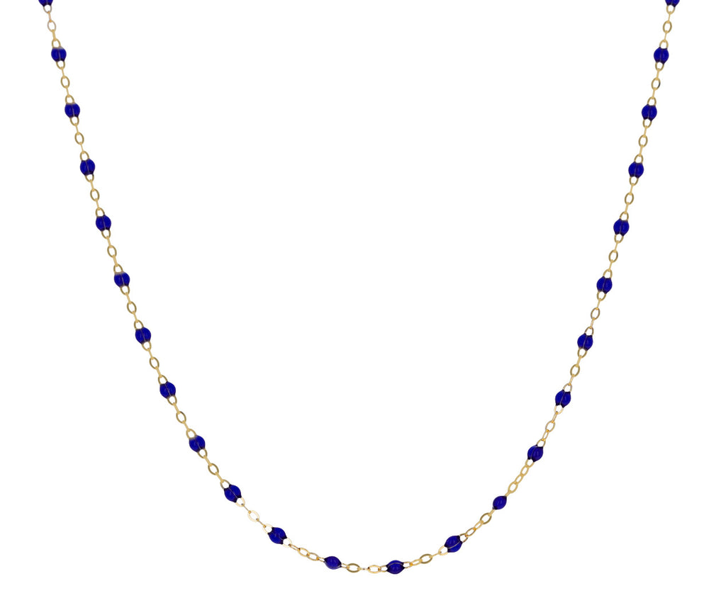 Short Prussian Blue Resin Beaded Necklace