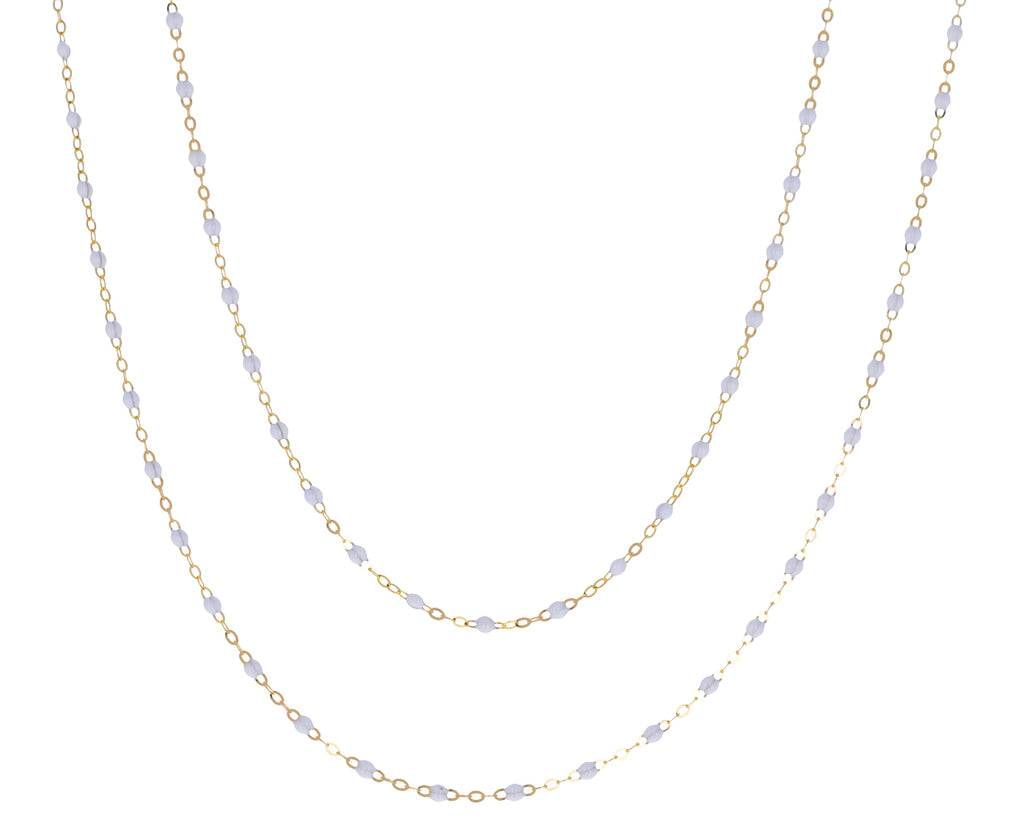 Long White Resin Beaded Neckalce