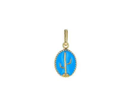 Turquoise Enamel Oval Cactus Pendant ONLY