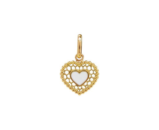 White Enamel Lace Heart Charm ONLY
