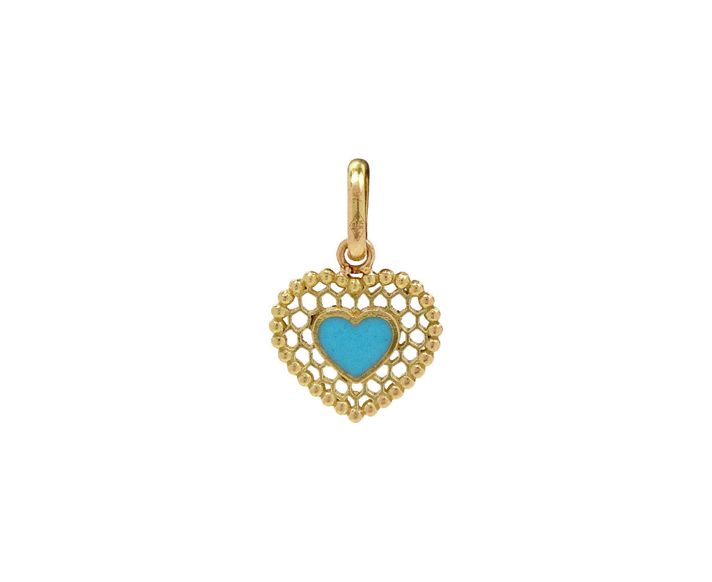 Turquoise Enamel Lace Heart Charm ONLY