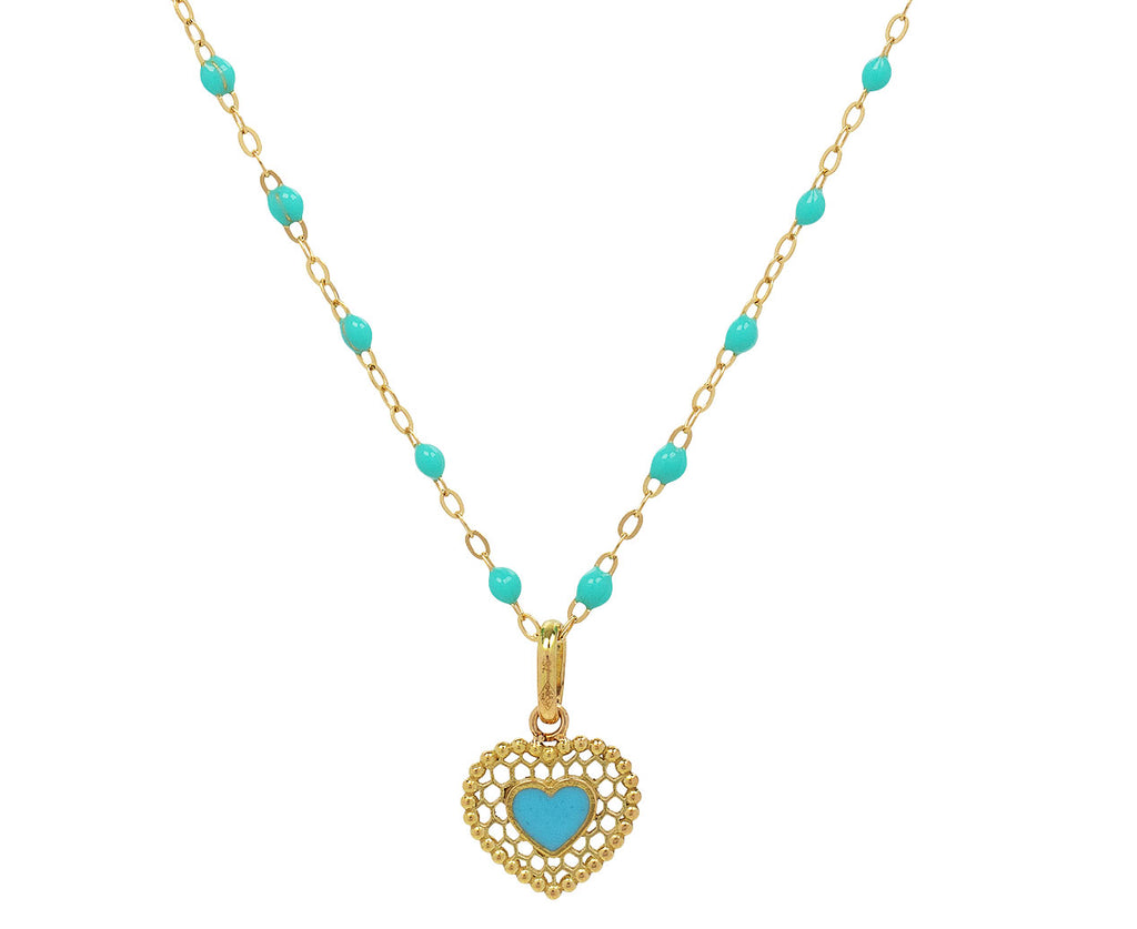 Turquoise Enamel Lace Heart Charm ONLY