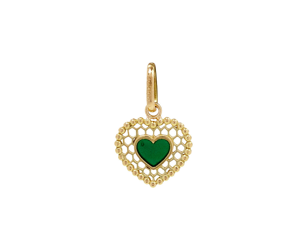 Emerald Enamel Lace Heart Charm ONLY